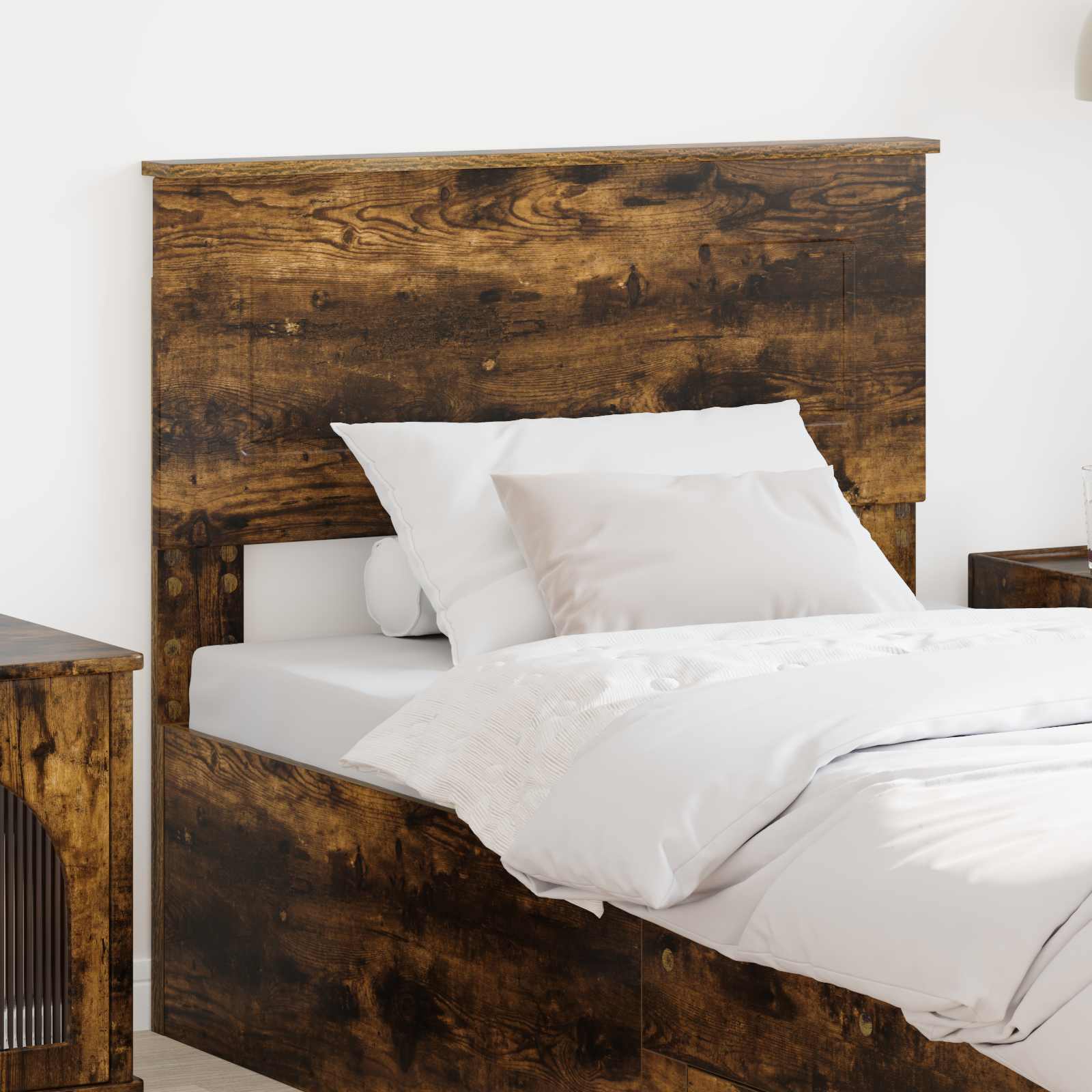 Hoofdbord Gerookt eiken 80 cm Bewerkt hout
